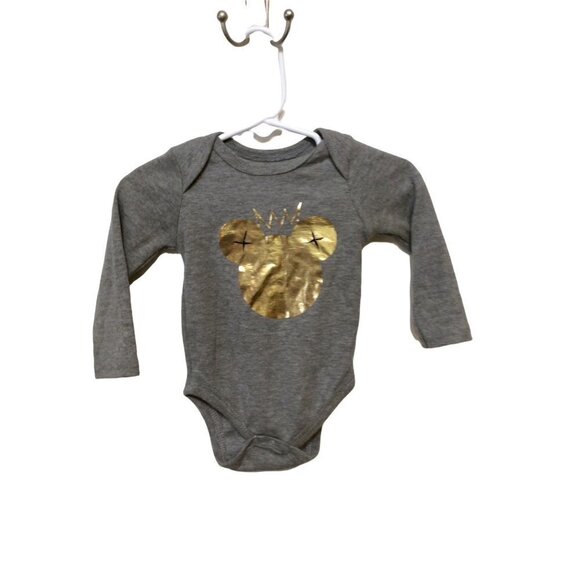 WEEPLAY Mickey Mouse Long Sleeve One Piece 3-6 Months Gray - Picture 1 of 3